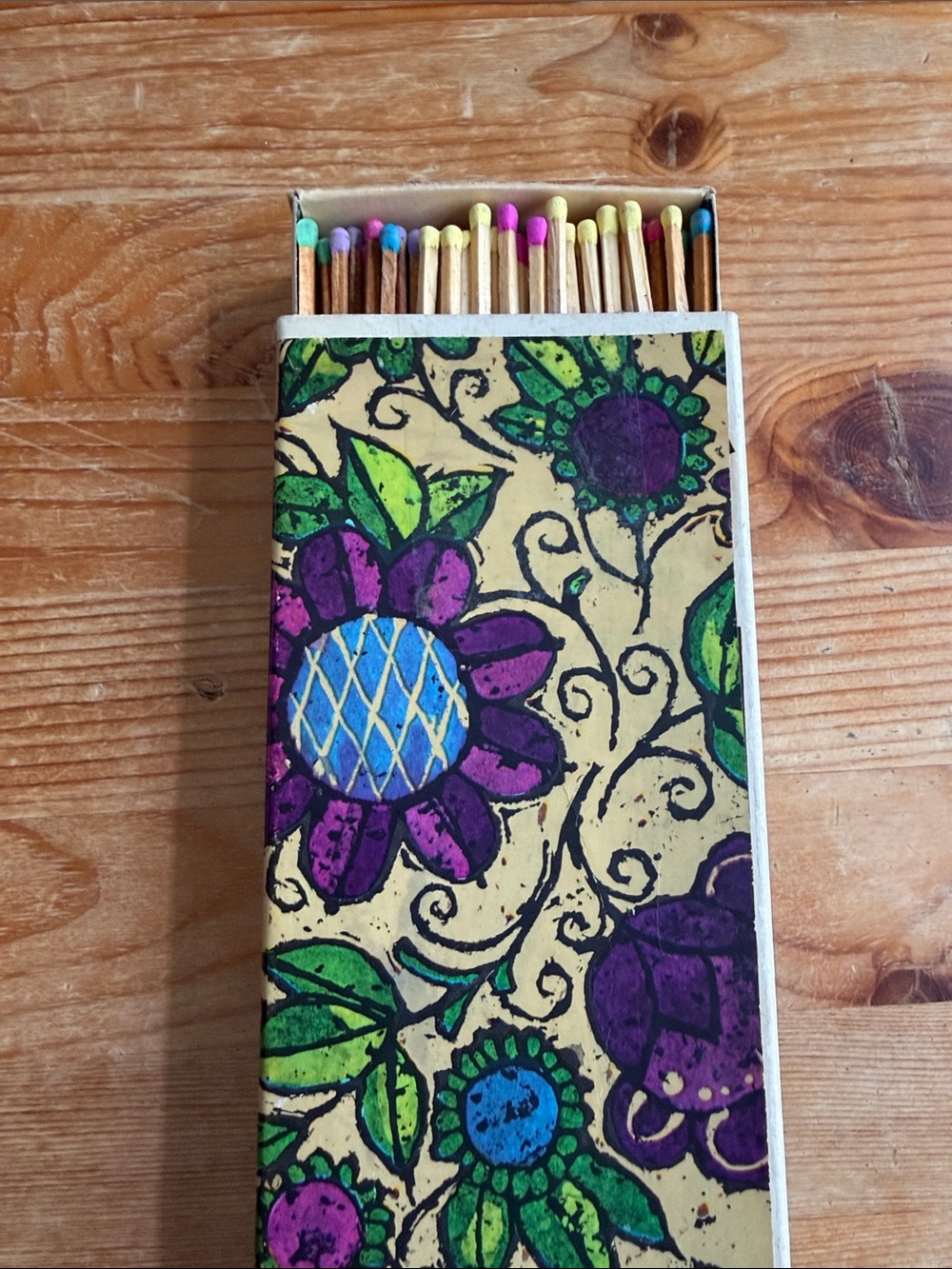 Vintage Floral Match Box with Matches
